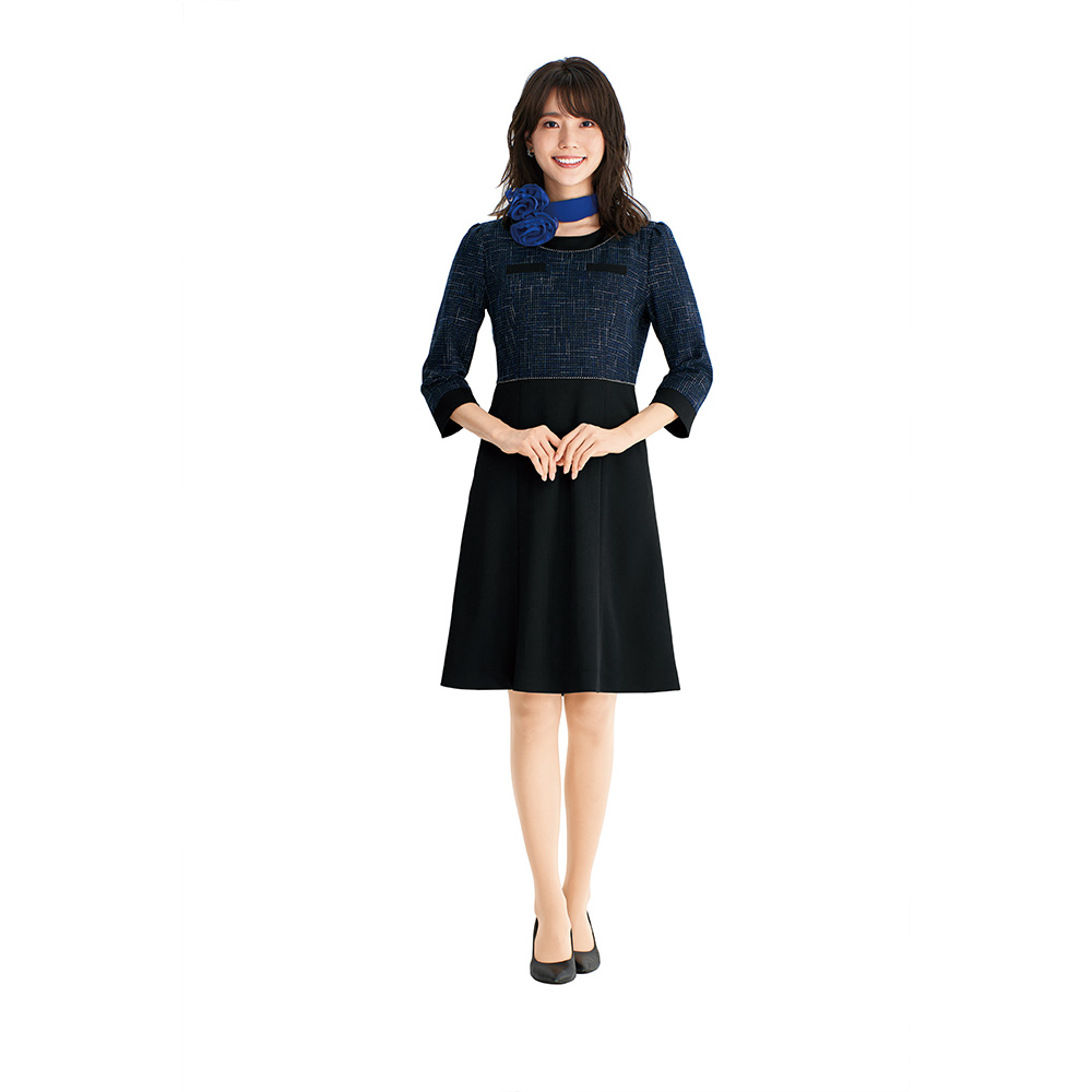 en joie アンジョア ワンピース 5号〜15号 レディース ユニフォーム オフィス 制服 事務服 受付 コンパニオン かわいい クリニック joa-62040 宅配のみの画像