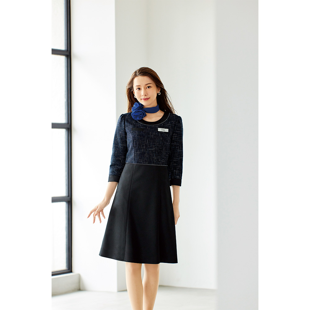 en joie アンジョア ワンピース 5号〜15号 レディース ユニフォーム オフィス 制服 事務服 受付 コンパニオン かわいい クリニック joa-62040 宅配のみの画像