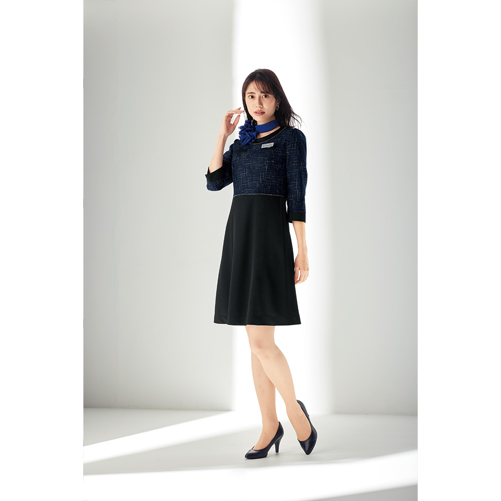en joie アンジョア ワンピース 5号〜15号 レディース ユニフォーム オフィス 制服 事務服 受付 コンパニオン かわいい クリニック joa-62040 宅配のみの画像