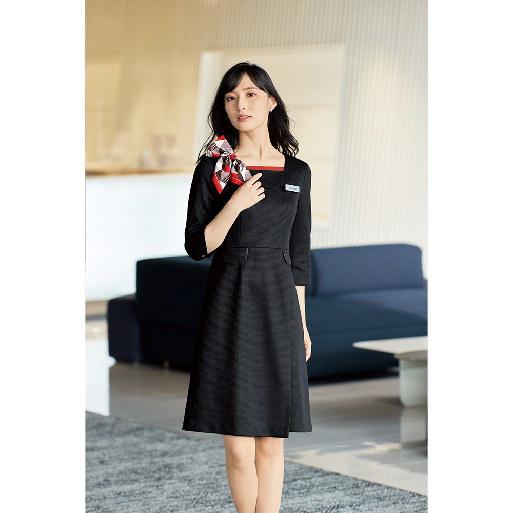 en joie アンジョア ワンピース 17号 19号 レディース ユニフォーム オフィス 制服 事務服 受付 コンパニオン かわいい クリニック joa-62060 宅配のみ_8