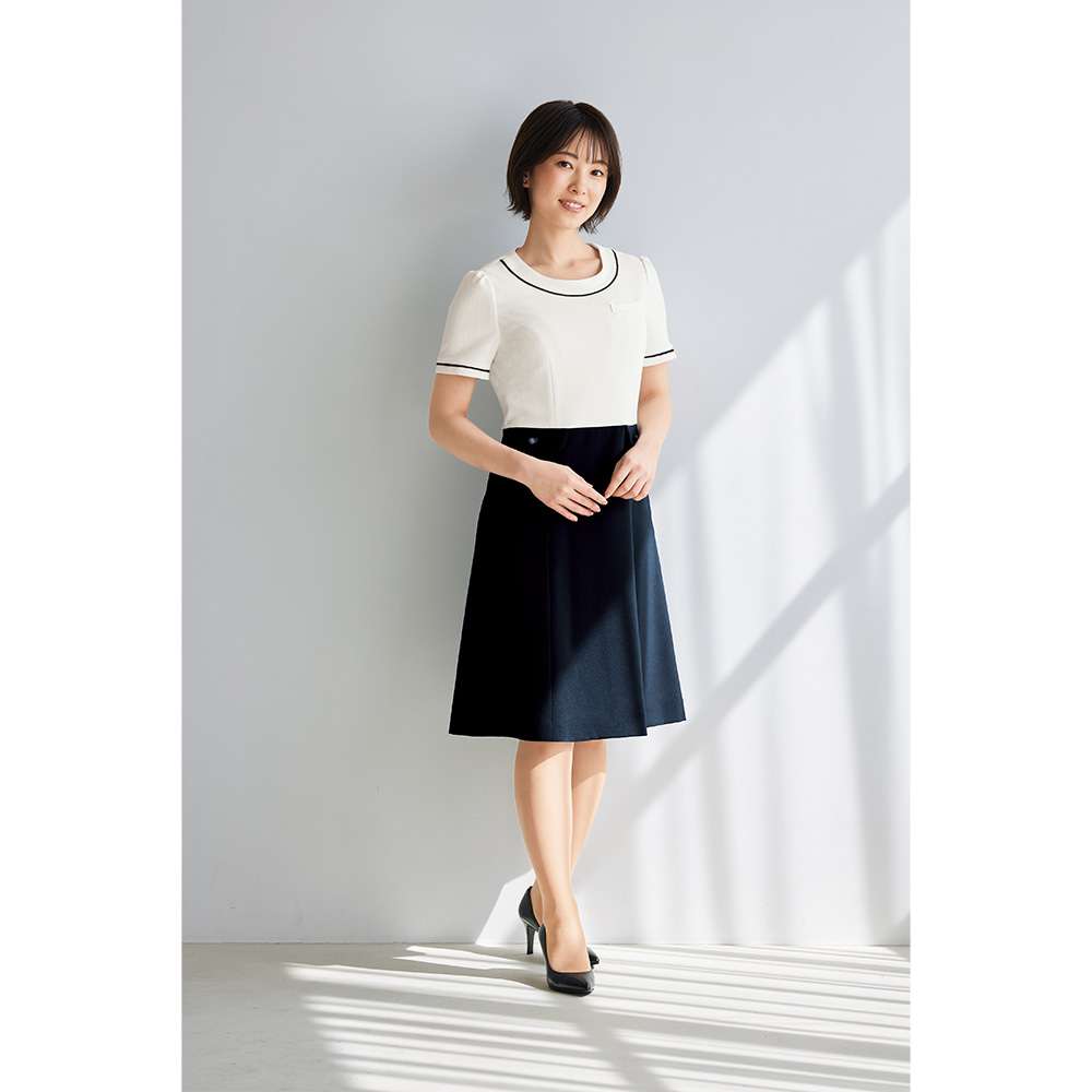 en joie アンジョア ワンピース 17号 19号 レディース ユニフォーム オフィス 制服 事務服 受付 コンパニオン かわいい クリニック joa-66552 宅配のみ_5