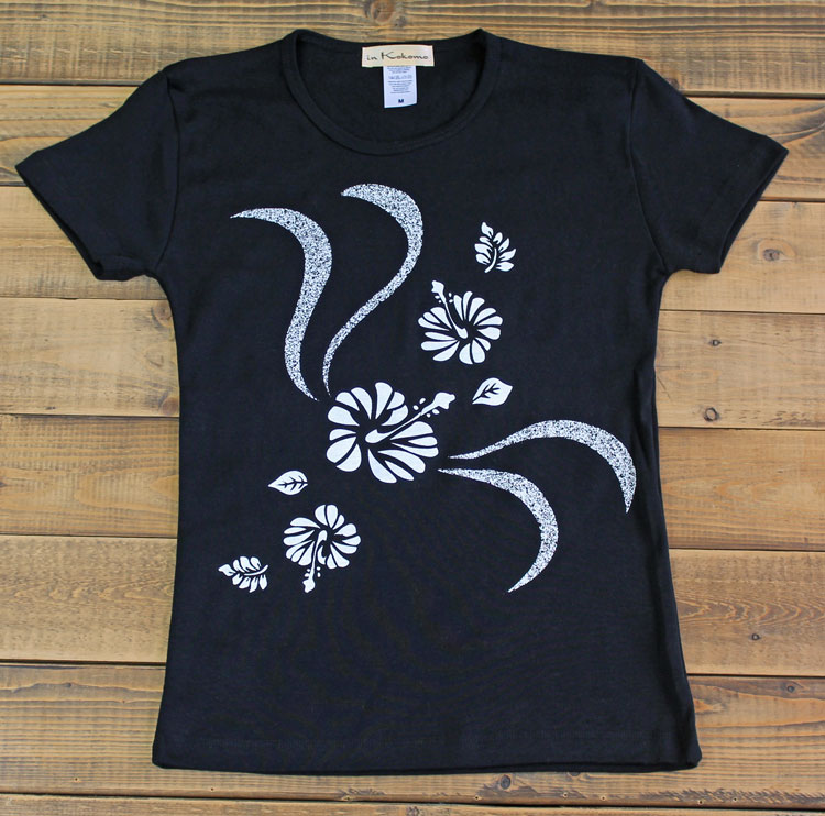 半袖 Tシャツ 静 ハイビスカス 柄 ハワイアン フラダンス : インココモ