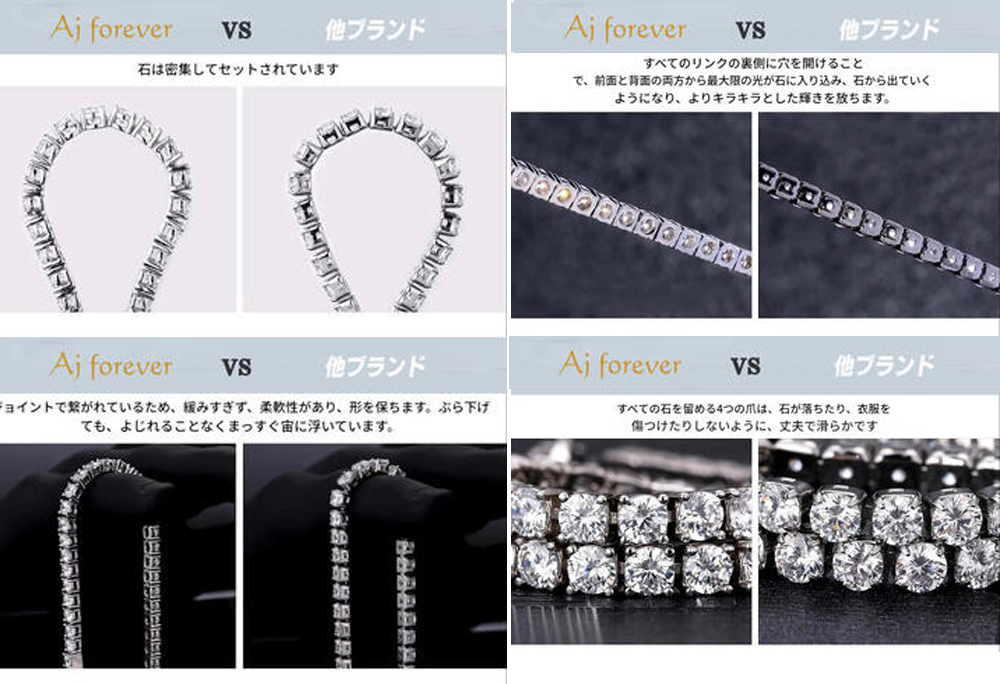 モアサナイト テニスネックレス 3mm幅 50cm レディース