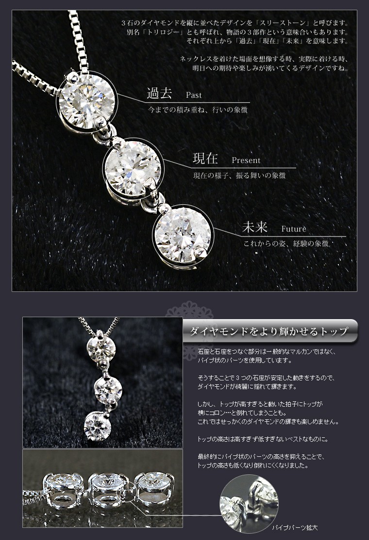 ダイヤモンドネックレス◇K18WG◇0.5◇トリロジー 楽天市場】3つの輝く物語を贈る。ダイヤモンド トリロジー ネックレス