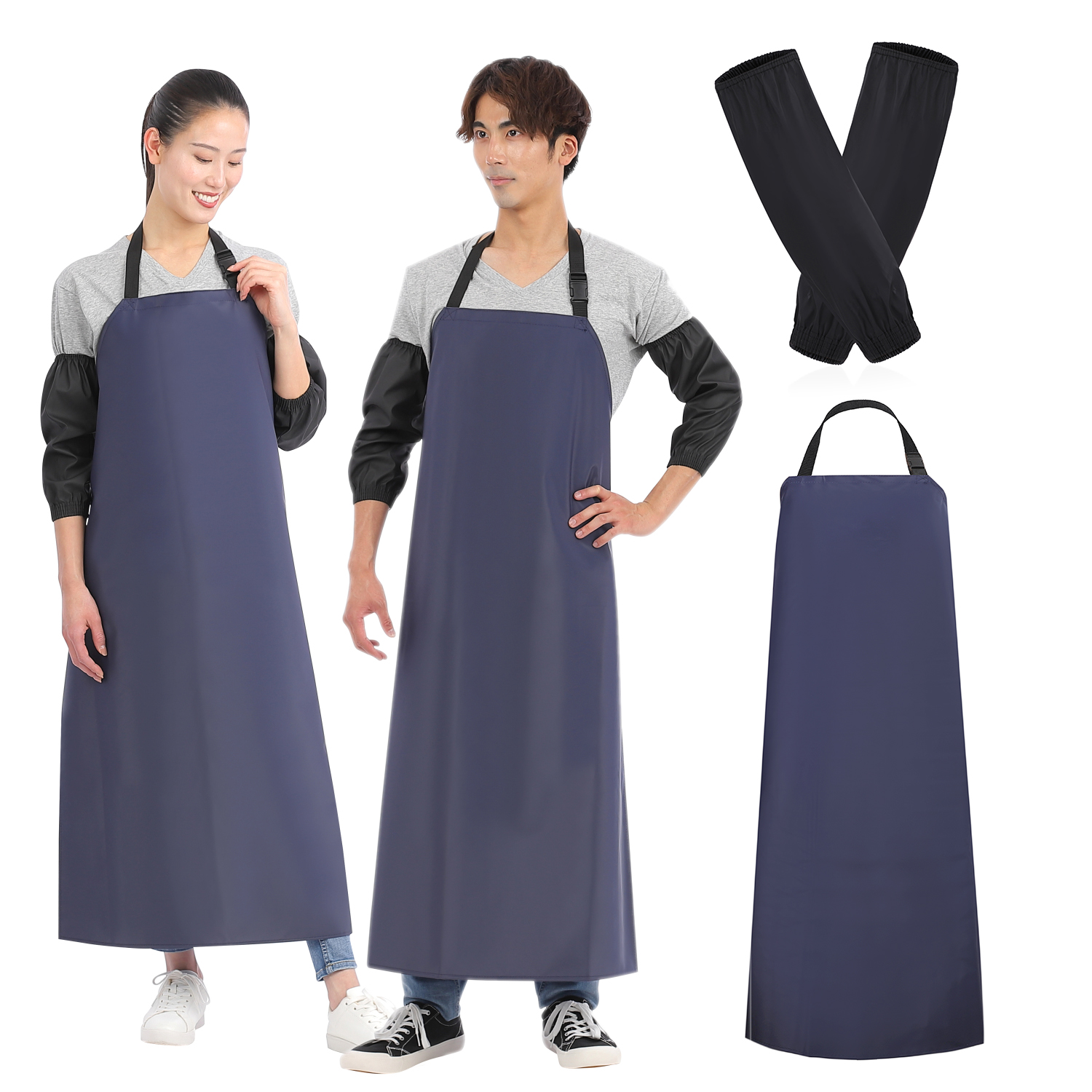 防水エプロン 長さ調整機能付き メンズ レディース 軽量 完全防水 撥水