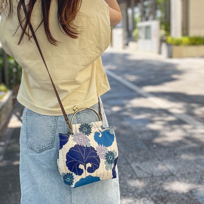 亥之吉 ふくらベンリーがま口 てっせん 芥子 紫 2WAYタイプのがま口