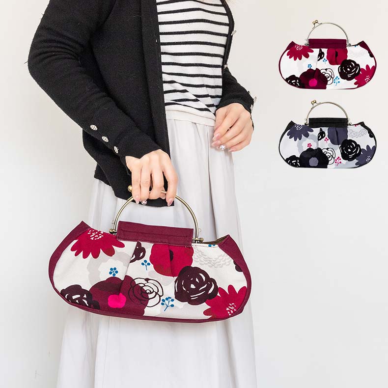 亥之吉 ギャザーベンリーがま口 はなかさね 花重ね 2WAY 横長タイプ