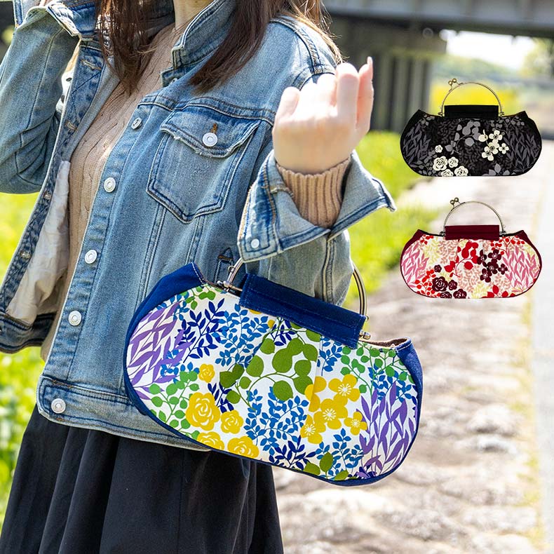 亥之吉 ギャザーベンリーがま口 かだん 花壇 2WAY 横長タイプ がま口