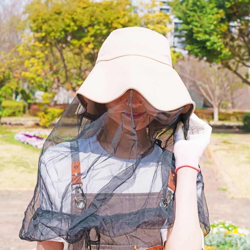 UV＆COOL ネット付き つば広 虫よけ帽子】 虫除け帽子 日よけ 帽子