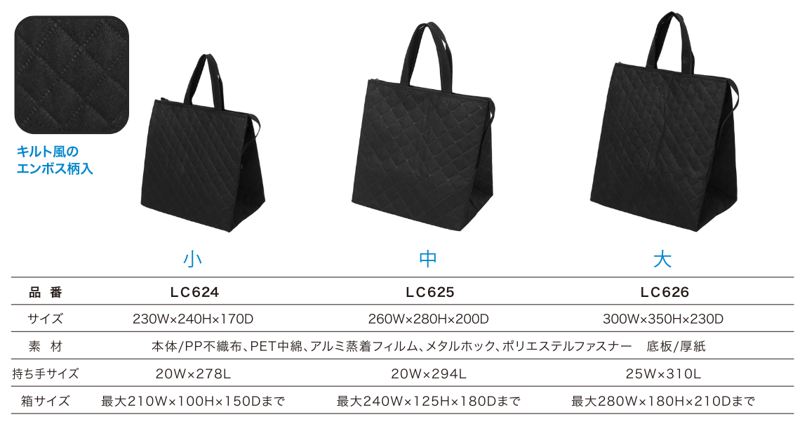 ランチ（LuncH） 保冷バッグ マチ20cm ファスナー クーラーバッグ