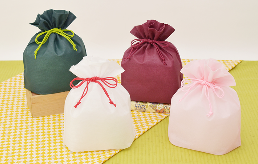 ラッピング 巾着袋 大 プレーン LP056 不織布 W140×H185/255×D110 1