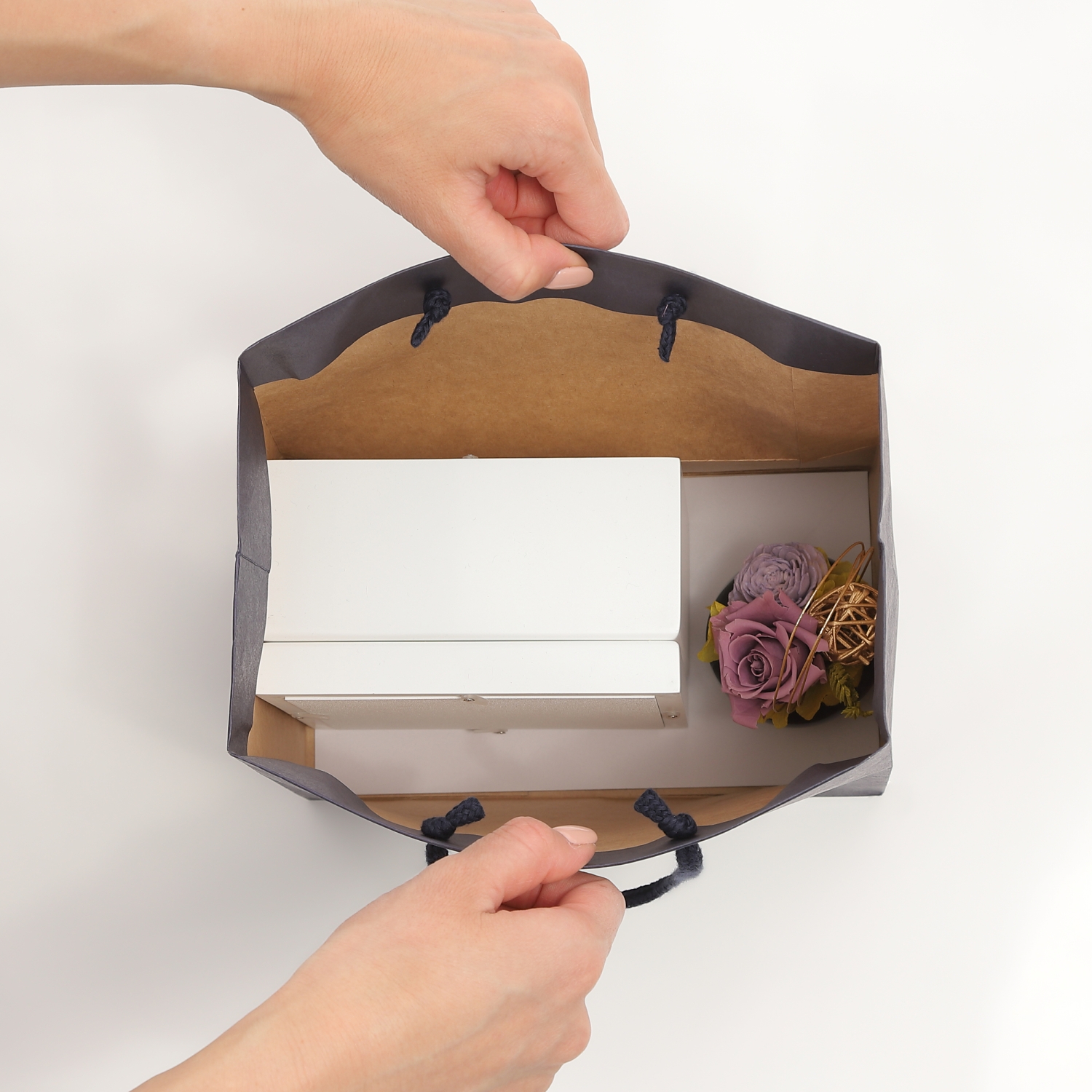 紙袋 ネイビー クラフト 高級 ギフト プレゼント ショッパー 紺