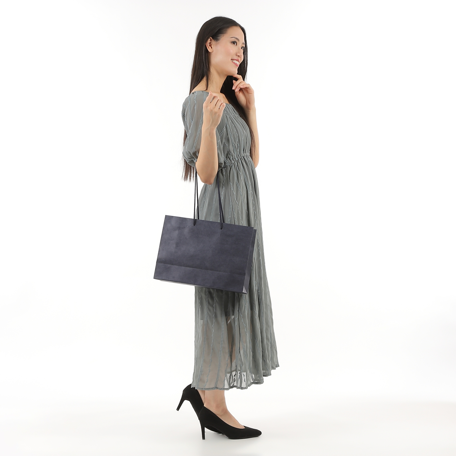 紙袋 ネイビー クラフト 高級 ギフト プレゼント ショッパー 紺