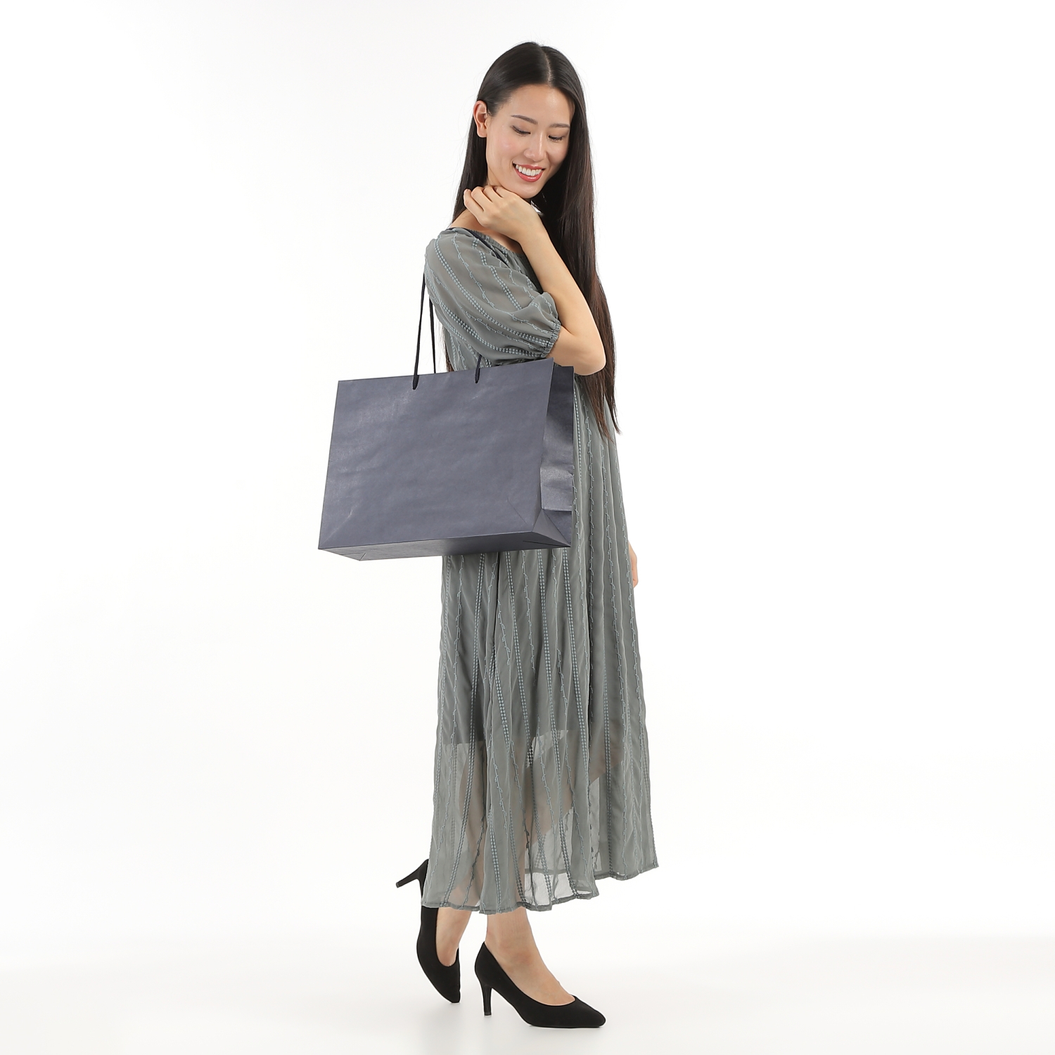 紙袋 ネイビー クラフト 高級 ギフト プレゼント ショッパー 紺