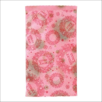 不織布 袋 冬 ラッピング クリスマス ソフトバッグ 夢がさね リース柄 ピンク ベージュ LS303 S3 1セット20枚 寸法:150Wx250H |  | 01