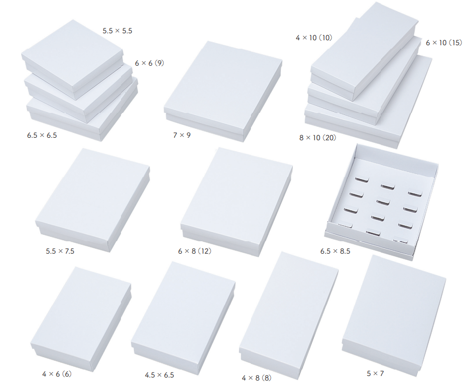 進物箱 和菓子進物箱・白 8ｘ10 240ｘ300ｘＨ50 1セット 100枚｜菓子