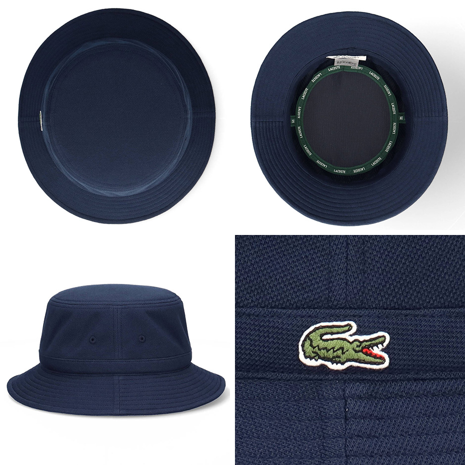 【未使用】ラコステ　バケットハット　ブラック LACOSTE ツイルハット あご紐付き帽子 ラコステ バケットハット