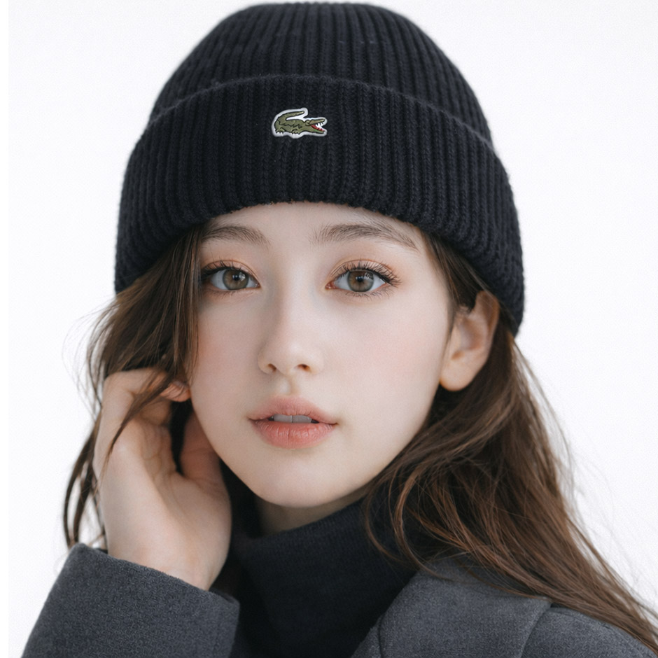LACOSTE（ラコステ） ウール ニット帽 ニットキャップ ワンポイント