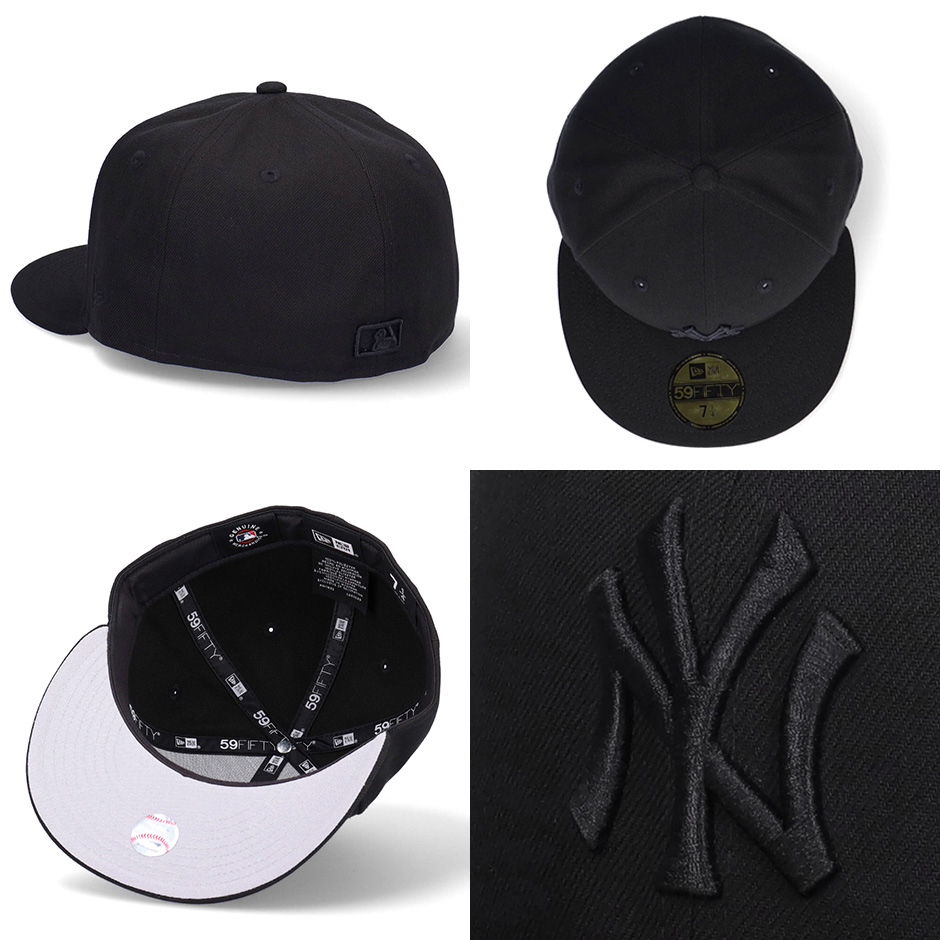 ニューエラ 59FIFTY オールブラック キャップ 5950 帽子 MLB 大きいサイズ NY ヤンキース ホワイトソックス　ブラック ブランド  NEW ERA