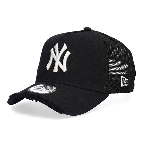 ニューエラ 9FORTY A-Frame ダメージ キャップ LA NY デニム キャンバス 帽子 NEW ERA 940 ドジャース ヤンキース メンズ レディース ブランドの画像