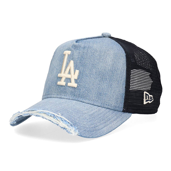 ニューエラ 9FORTY A-Frame ダメージ キャップ LA NY デニム キャンバス 帽子 NEW ERA 940 ドジャース ヤンキース メンズ レディース ブランドの画像