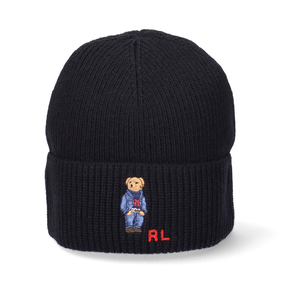 【POLO RALPHLAUREN】ニット帽　ポロベア　くま　ネイビー2点セット POLO RALPH LAUREN ニット帽 ビーニー レディース メンズ ポロ