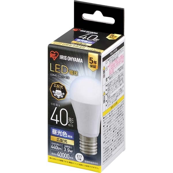 LED電球 3個セット E17 広配光 40形 相当 LDA4D-G-E17-4T6 LDA4N-G-E17-4T6 LDA4L-G-E17-4T6 昼光色 昼白色 電球色 アイリスオーヤマ｜insair-y｜03