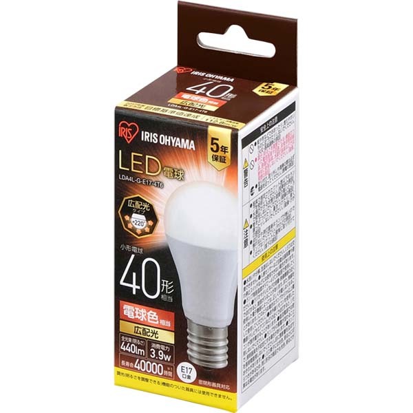 LED電球 3個セット E17 広配光 40形 相当 LDA4D-G-E17-4T6 LDA4N-G-E17-4T6 LDA4L-G-E17-4T6 昼光色 昼白色 電球色 アイリスオーヤマ｜insair-y｜04
