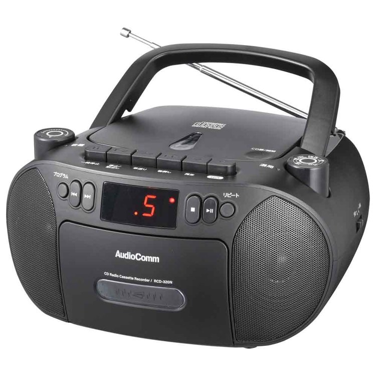 ラジカセ CD ワイドFM対応 防災 電池式 カセットテープ 録音 再生