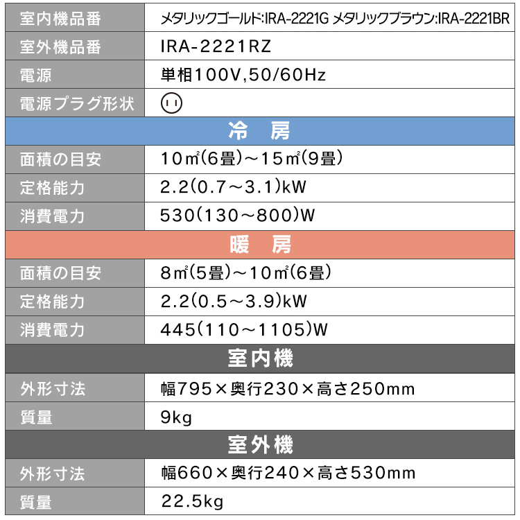 エアコン 6畳用 6畳 アイリスオーヤマ 3色から選べる 2.2kW 省エネ 左右自動ルーバー搭載 IRA-2221G IHF-2206G IRR- 2222C :567607:ウエノ電器 Yahoo!店 - 通販 - Yahoo!ショッピング