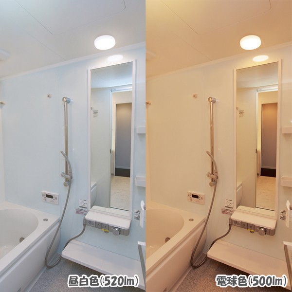 アイリスオーヤマ LEDポーチ・浴室灯 丸型 昼白色（520lm）・電球色（500lm）