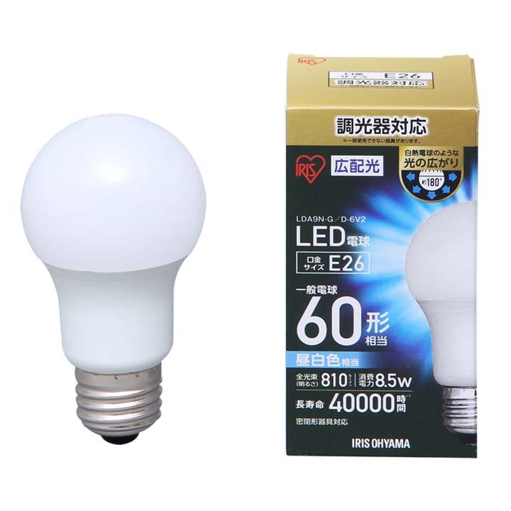 IRIS OHYAMA（アイリスオーヤマ） LED電球 調光 E26 広配光 60W 昼白色
