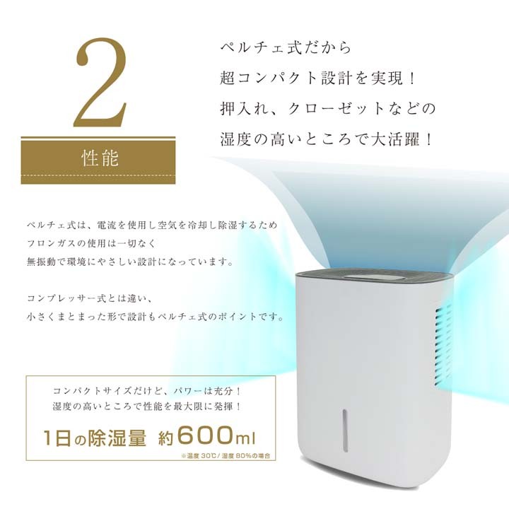 VERSOS（ベルソス） 省電力 コンパクト除湿器(ペルチェ式) 掃除簡単