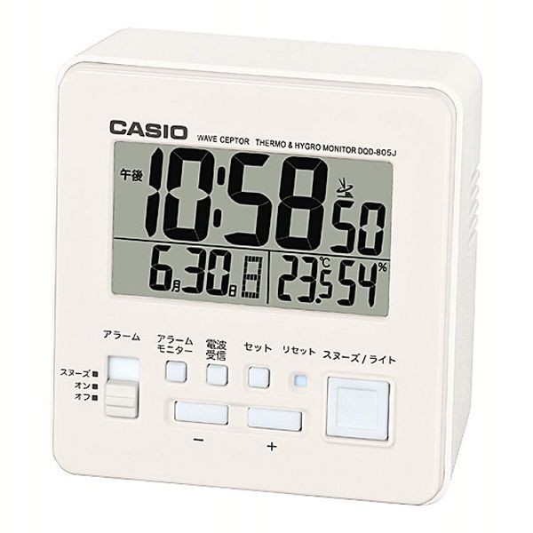 目覚まし時計 時計 シンプルカシオ CASIO 電波 デジタル 温度 湿度 カレンダー DQD-805J-8JF (D)(B)  :p7166939:ウエノ電器 Yahoo!店 - 通販 - Yahoo!ショッピング