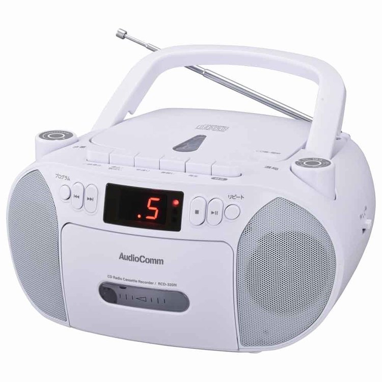 ラジカセ CD ワイドFM対応 防災 電池式 カセットテープ 再生