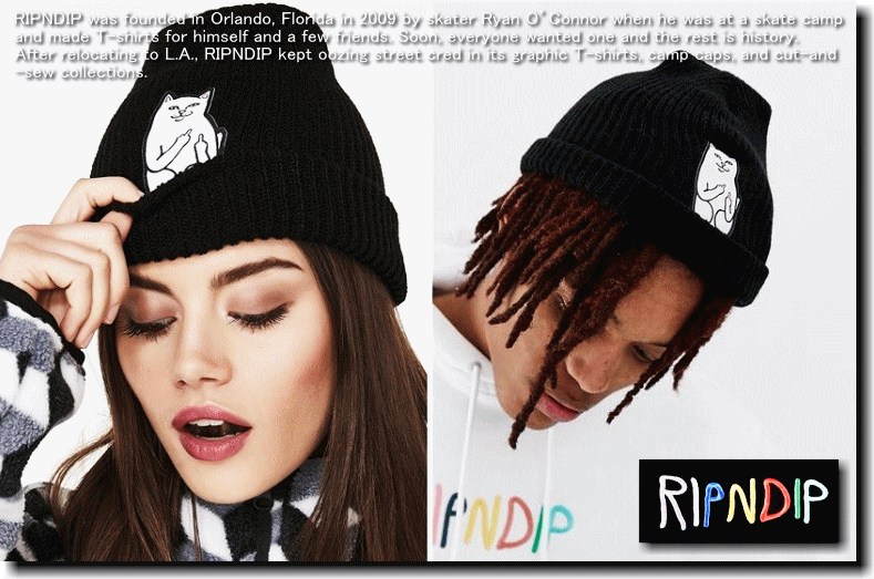 【在庫処分】 RIPNDIP リップンディップ Lord Nermal Ribbed Beanie ニット帽 ビーニー RND1890 ユニセックス  フリーサイズ