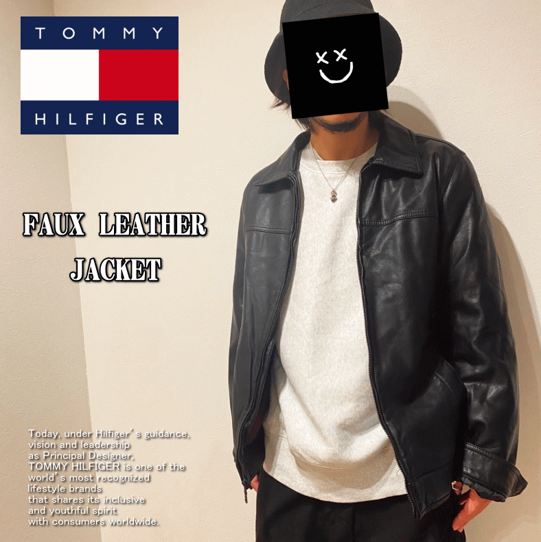 【日本未発売】 Tommy Hilfiger FAUX LEATHER JACKET トミー