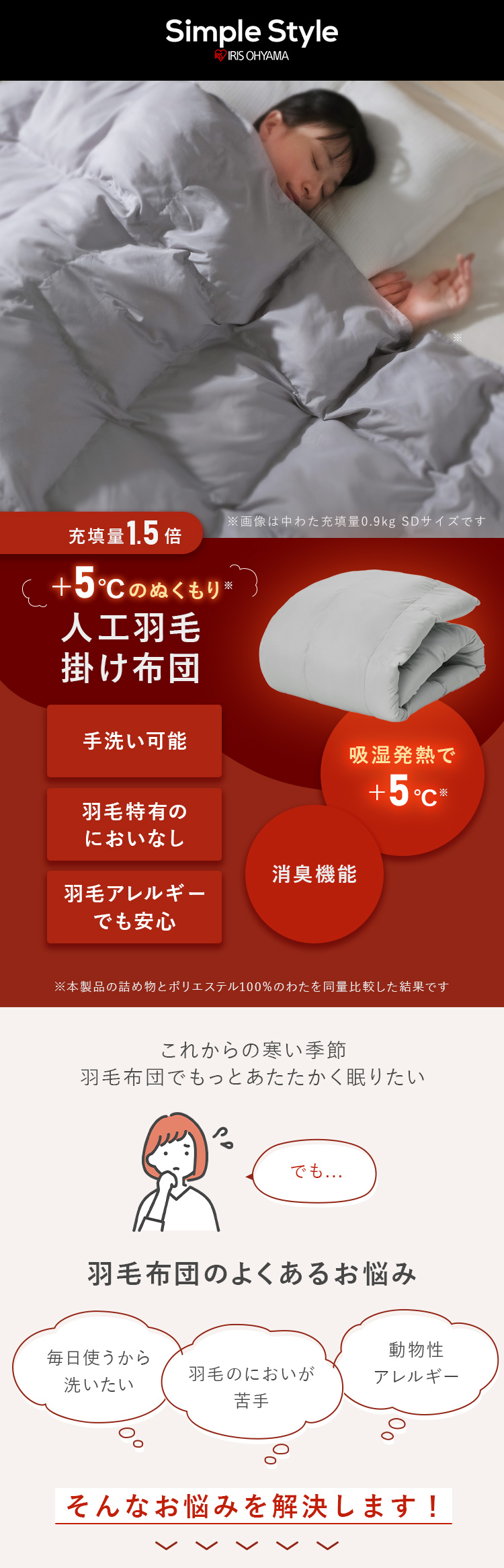 IRIS OHYAMA（アイリスオーヤマ） 掛け布団 ダブル 人工 羽毛布団