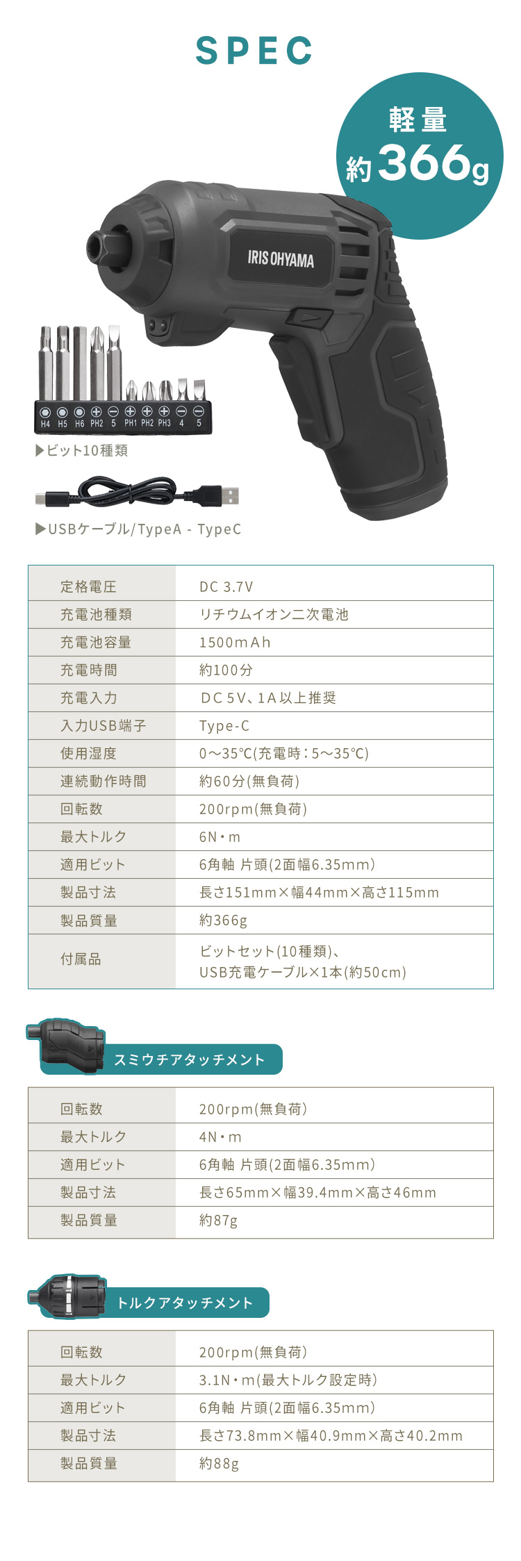 IRIS OHYAMA 電動ドライバー 小型 充電式 軽量 diy 初心者 家庭