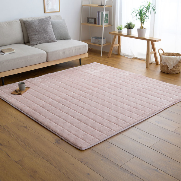 【新品未使用】キルティングラグ　メロウピンク　185×240cm ラグ 洗える 185×240cm 北欧 冬 長毛 フランネル ロングパイル 吸湿