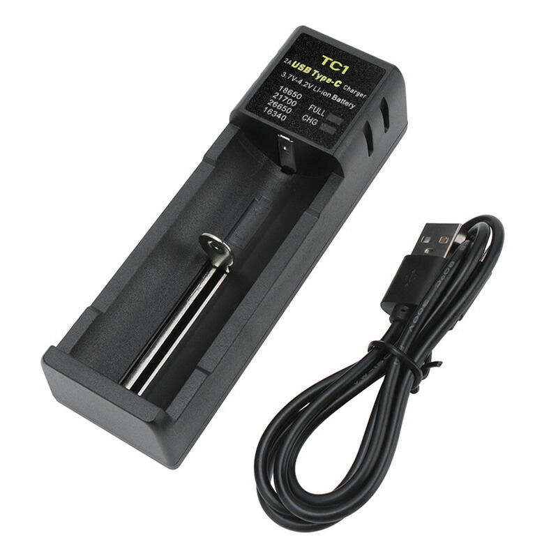 リチウムイオンバッテリー充電器 18650の充電に最適 黒 3.6V/3.7V Li