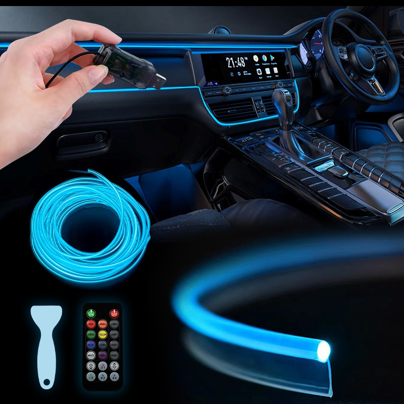 【5%OFF】LEDライト 車内装飾 3in1 RGB ネオン 雰囲気ライト 車用 USB給電 5m 光ファイバー 3分岐タイプ 光量調節 7色 イルミネーション 色変更 リモコン操作 |  | 17
