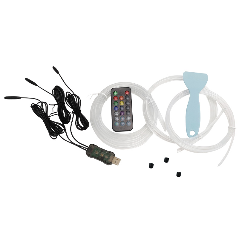 【5%OFF】LEDライト 車内装飾 3in1 RGB ネオン 雰囲気ライト 車用 USB給電 5m 光ファイバー 3分岐タイプ 光量調節 7色 イルミネーション 色変更 リモコン操作 |  | 01