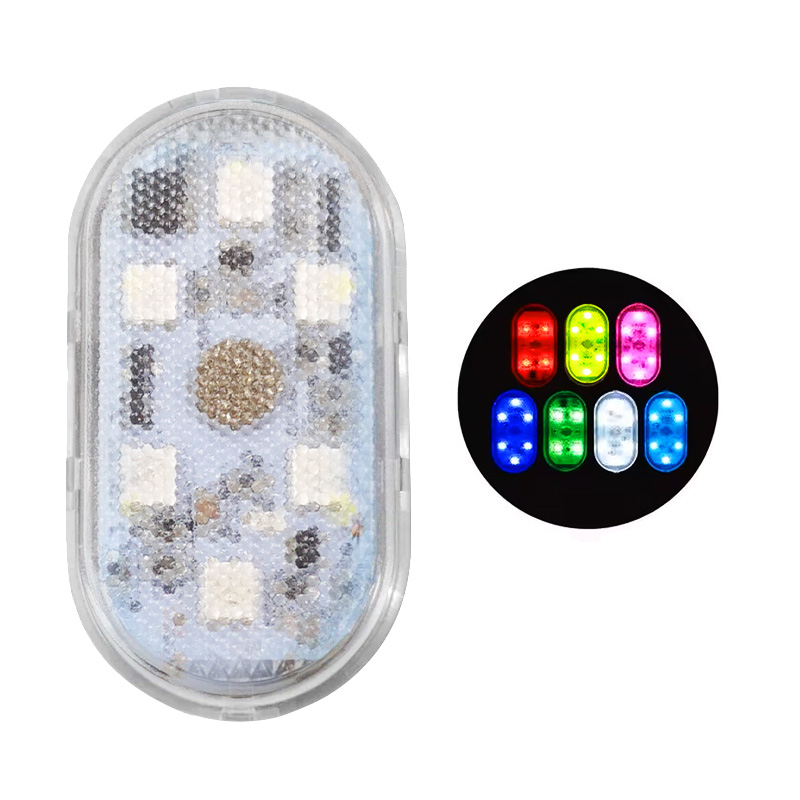 ミニLEDライト 高感度 薄型 小型 超軽量 シンプル 操作簡単 マグネット付き 雰囲気ライト 車用 高輝度 壁掛け照明 食器棚 クローゼット 7色点灯 ライト |  | 02