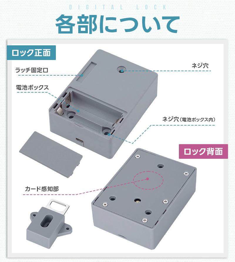 デジタルロック ロック 引き出し用 後付け 隠しタイプ 隠しロック 外側に穴を開けず 電子ロック 電池式 防犯用品 取付簡単 キャビネット RFIDロック 解錠カード |  | 14