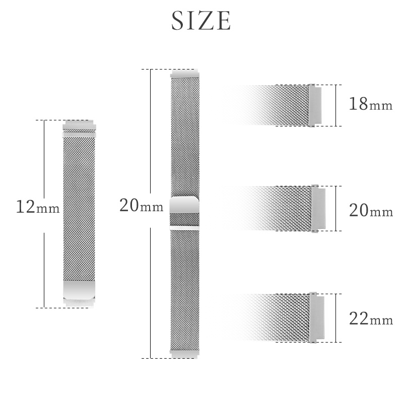 ウォッチバンド 交換用ベルト スマートウォッチバンド 磁石 マグネット式 Watchバンド 20mm 22mm 18mm 長さ調節 無段階に調節 防水 ステンレス製 磁気バンド |  | 22