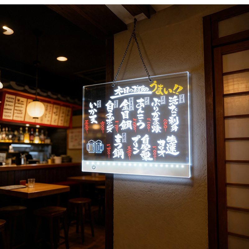 LEDアクリルメッセージボード 充電式 横置きタイプ DIYお絵描きボード 手書きLED看板 LEDメッセージボード 店頭看板 LEDクリアボード アクリル看板 |  | 17