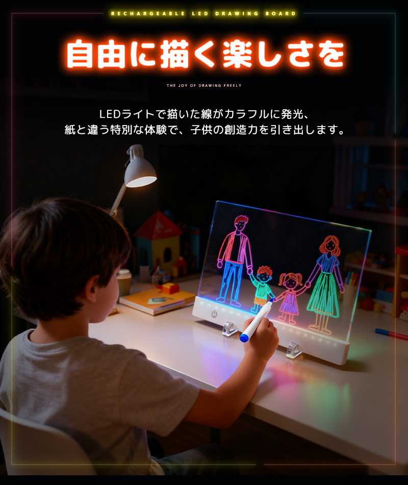 LEDアクリルメッセージボード 充電式 横置きタイプ DIYお絵描きボード 手書きLED看板 LEDメッセージボード 店頭看板 LEDクリアボード アクリル看板 |  | 09
