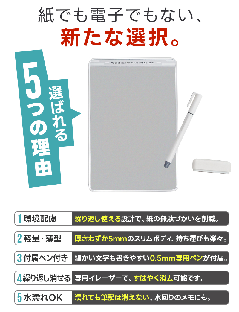 磁性メモパッド メモ帳 メモパッド 繰り返し使える DIYお絵描きボード ノートボード メッセージボード エコ文具 自然な筆記感 ペーパーレス ビジネス |  | 03