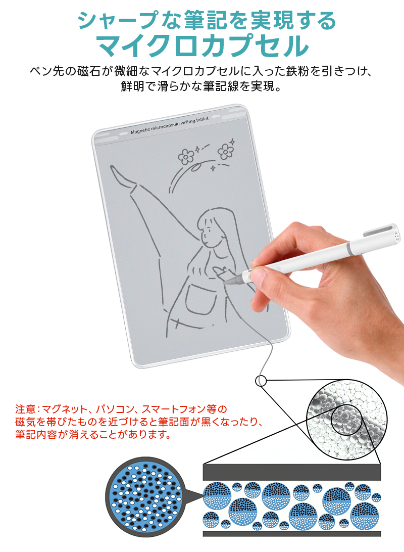 磁性メモパッド メモ帳 メモパッド 繰り返し使える DIYお絵描きボード ノートボード メッセージボード エコ文具 自然な筆記感 ペーパーレス ビジネス |  | 05